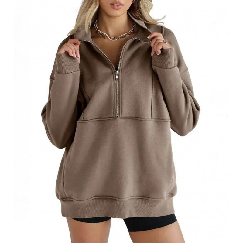 Women's sweatshirt with half-zip and oversized fit Lune London