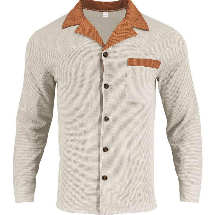 Stylish long sleeve shirt for men with a textured design and a practical chest pocket Lune London