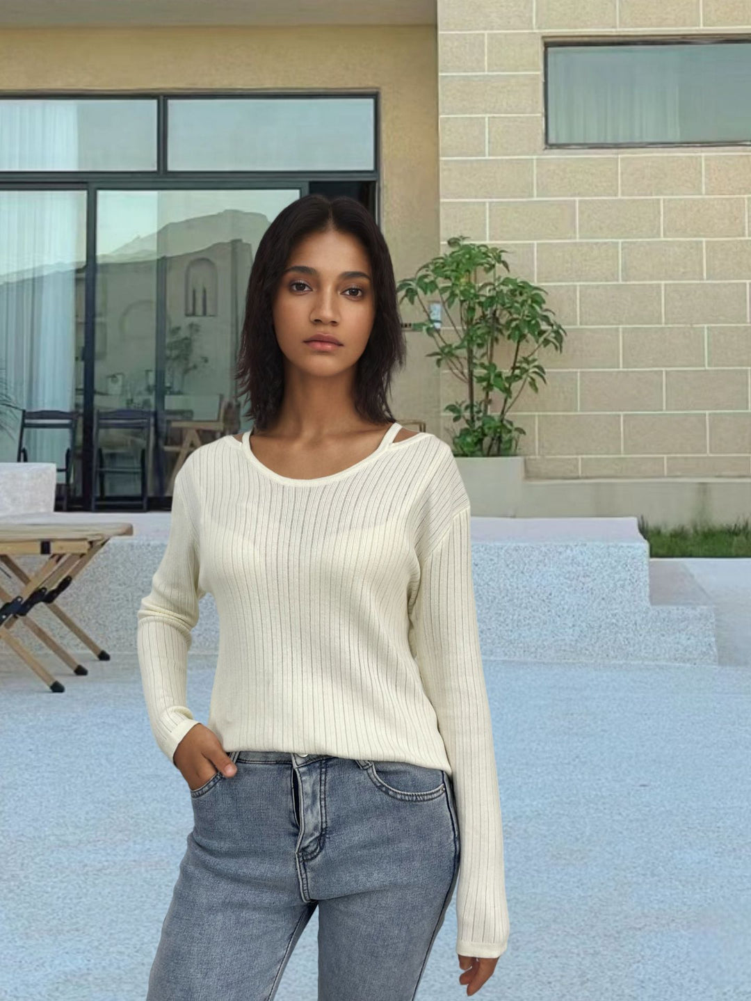 Casual ribbed knit sweater for women Lune London
