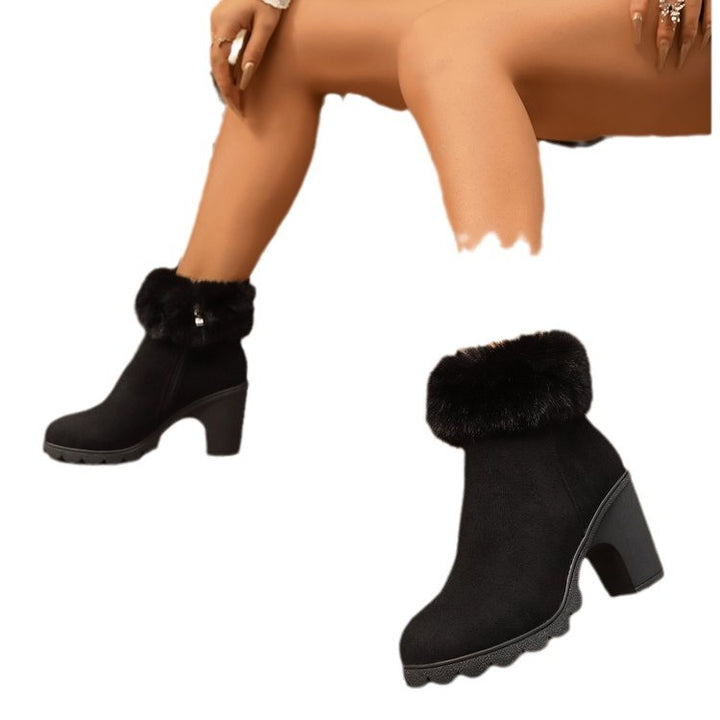 Elegant ladies ankle boots with plush collar Lune London