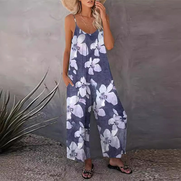 Ladies Lightweight Summer Jumpsuit with Wide Legs and Practical Pockets Lune London