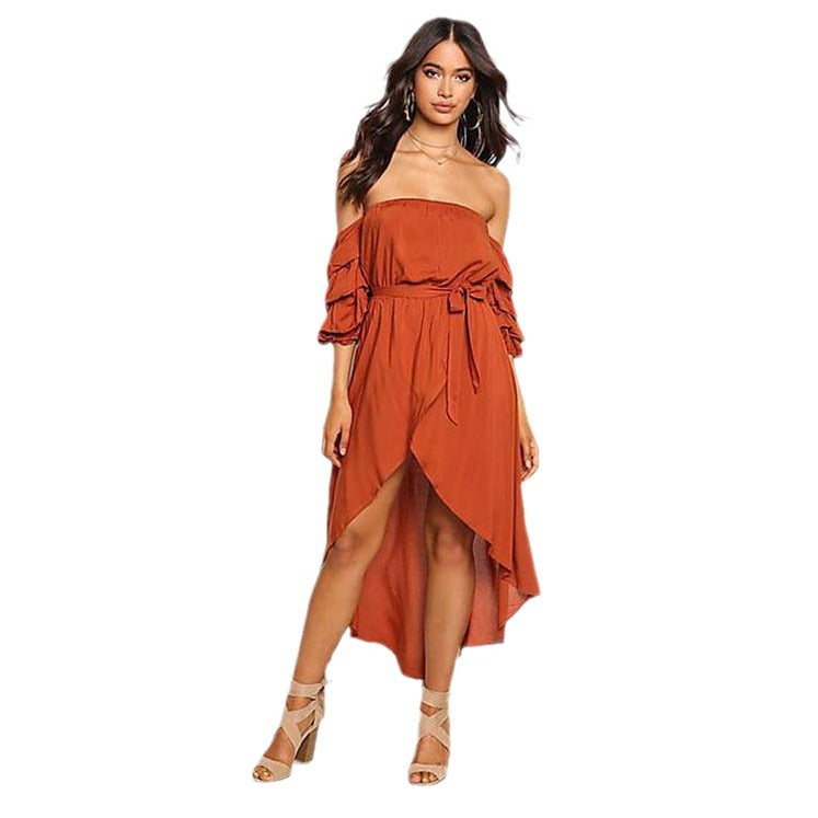 Ladies Off-Shoulder High-Low Dress Lune London