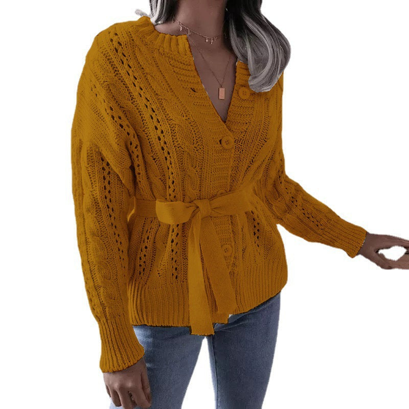 Women's knit jacket with belt and Lune London texture
