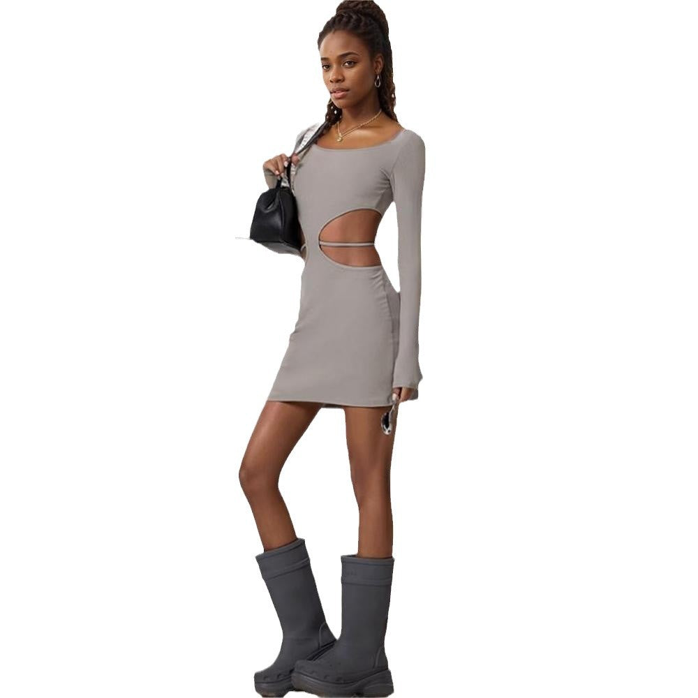 Chic & Stil Women's Cut-Out Mini Dress with Long Sleeves and Fitted Design