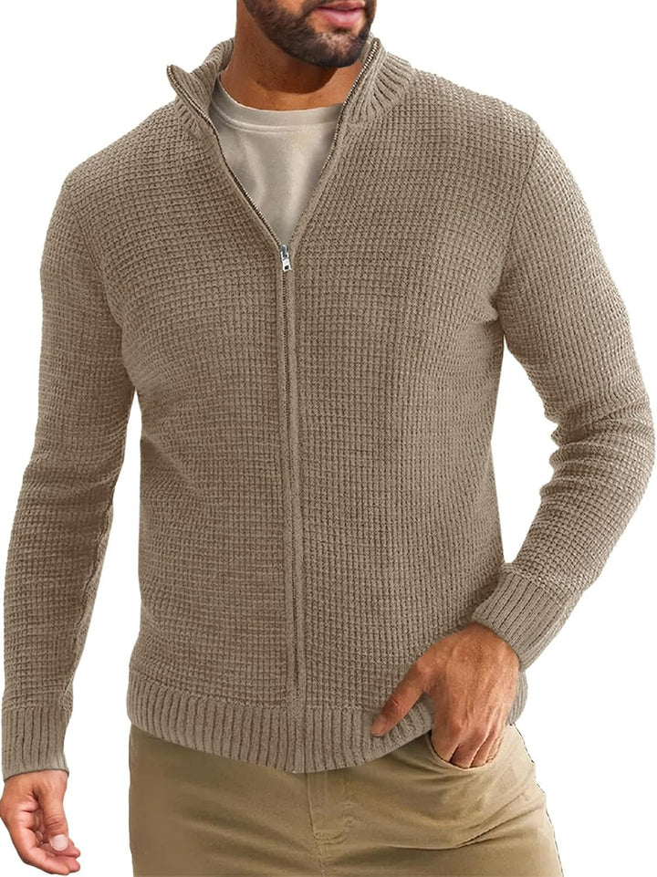 Men's knitted jacket with high collar and convenient zipper Lune London