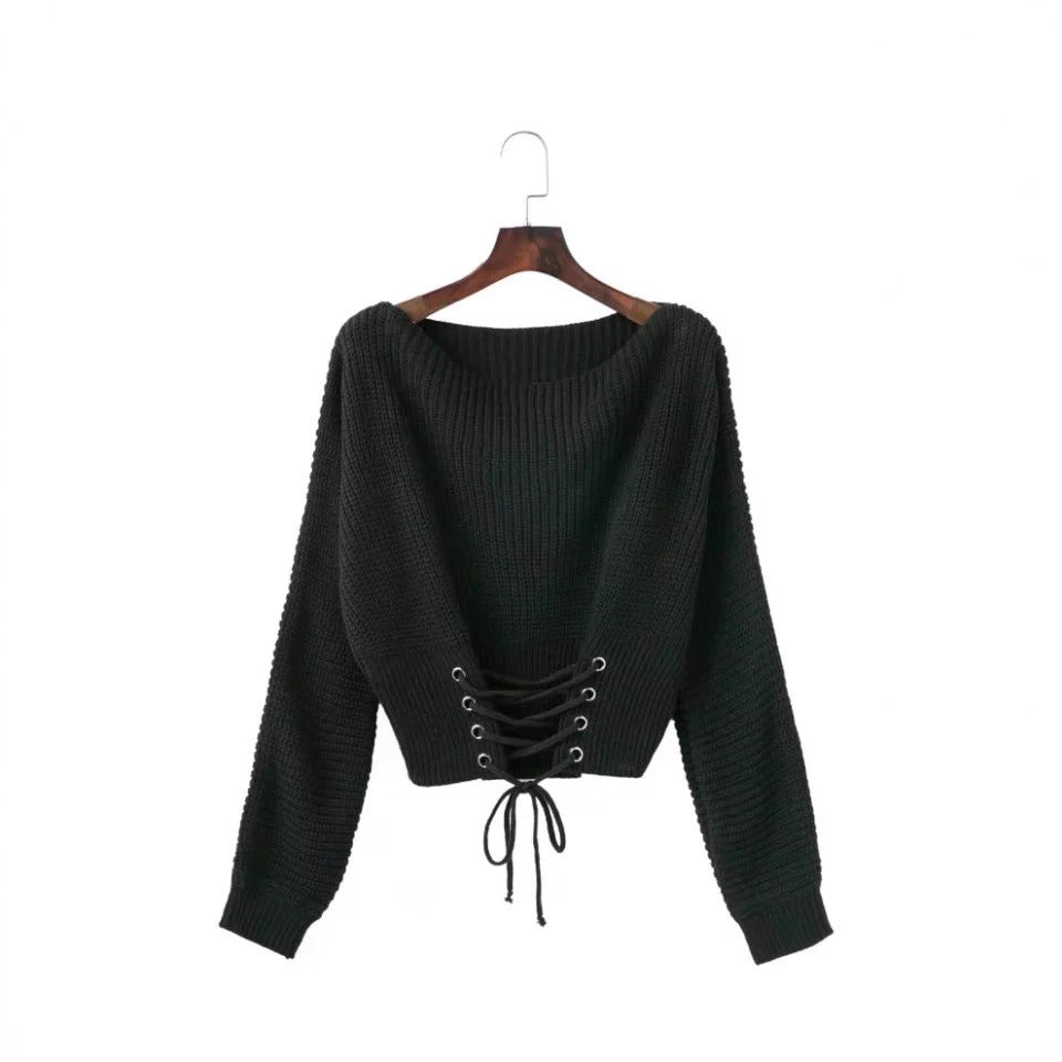 Trendy knit sweater for women with a deep back detail and a relaxed fit Lune London