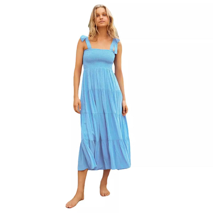 Chic & Style Women's Breezy Maxi Dress with Ruffle Details and Spaghetti Straps