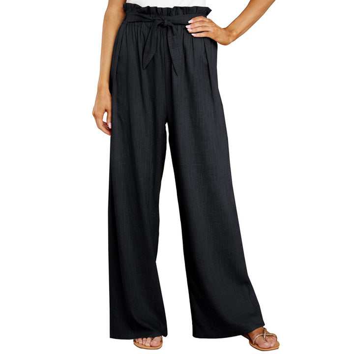 Loose summer pants for women with elastic waist and tie belt Lune London
