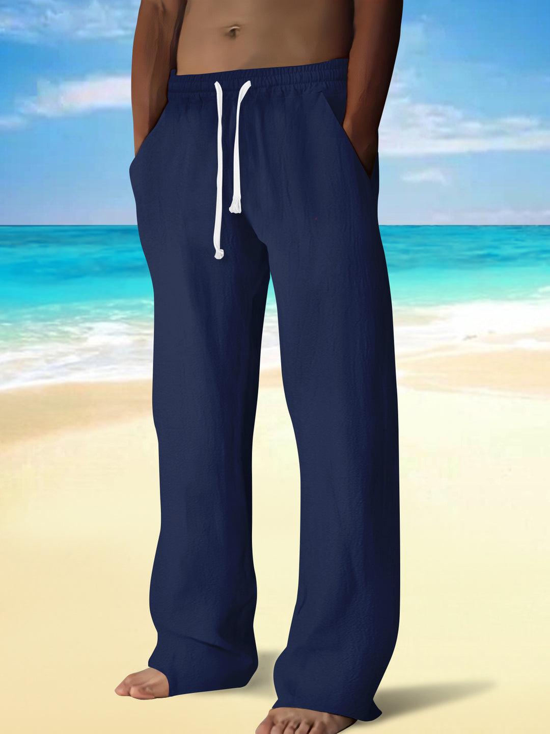 Casual beach pants for men with elastic waistband and practical pockets Lune London