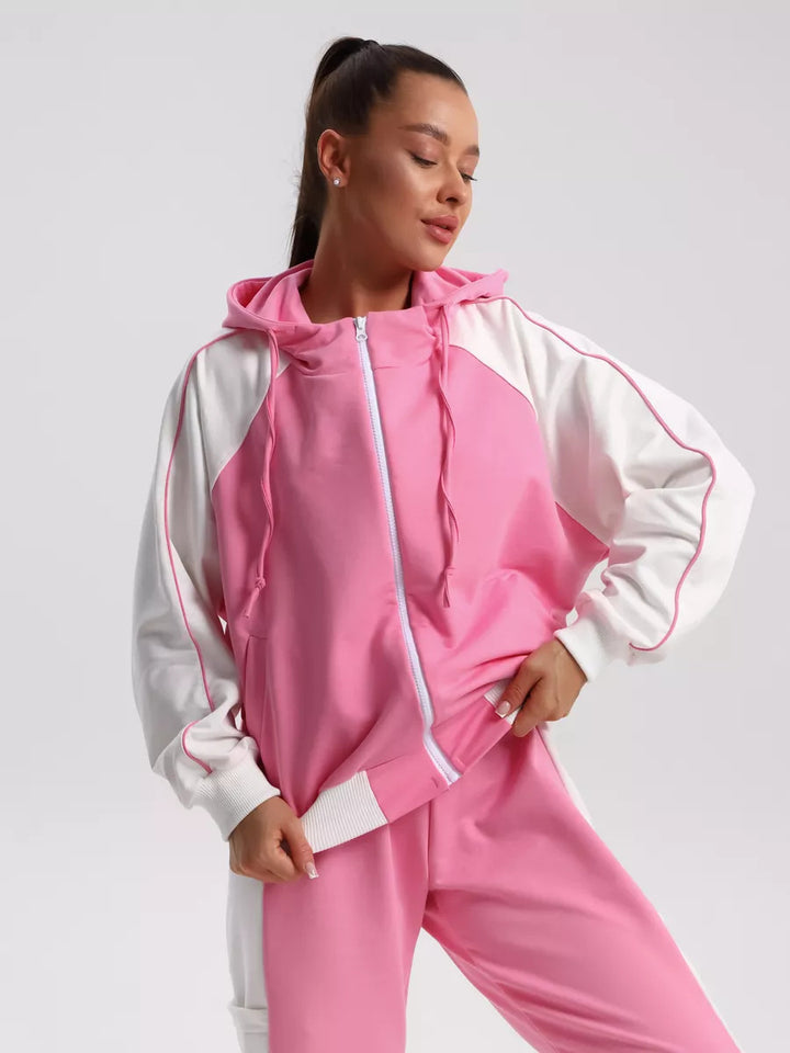 Lune London women's sporty loungewear set with hood and zip
