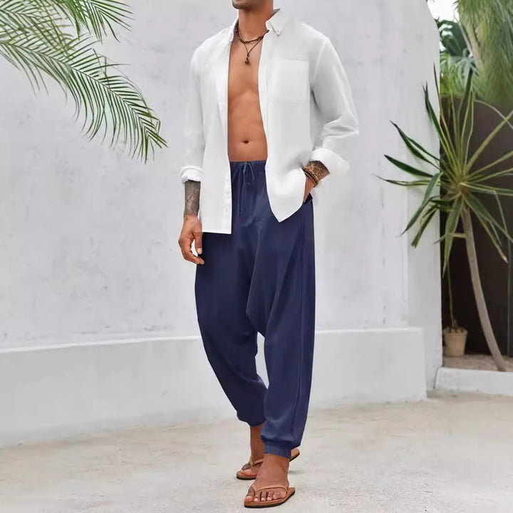 Casual harem pants for men with elastic waist and deep pockets Lune London