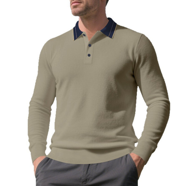 Men's long sleeve polo shirt with elegant collar Lune London