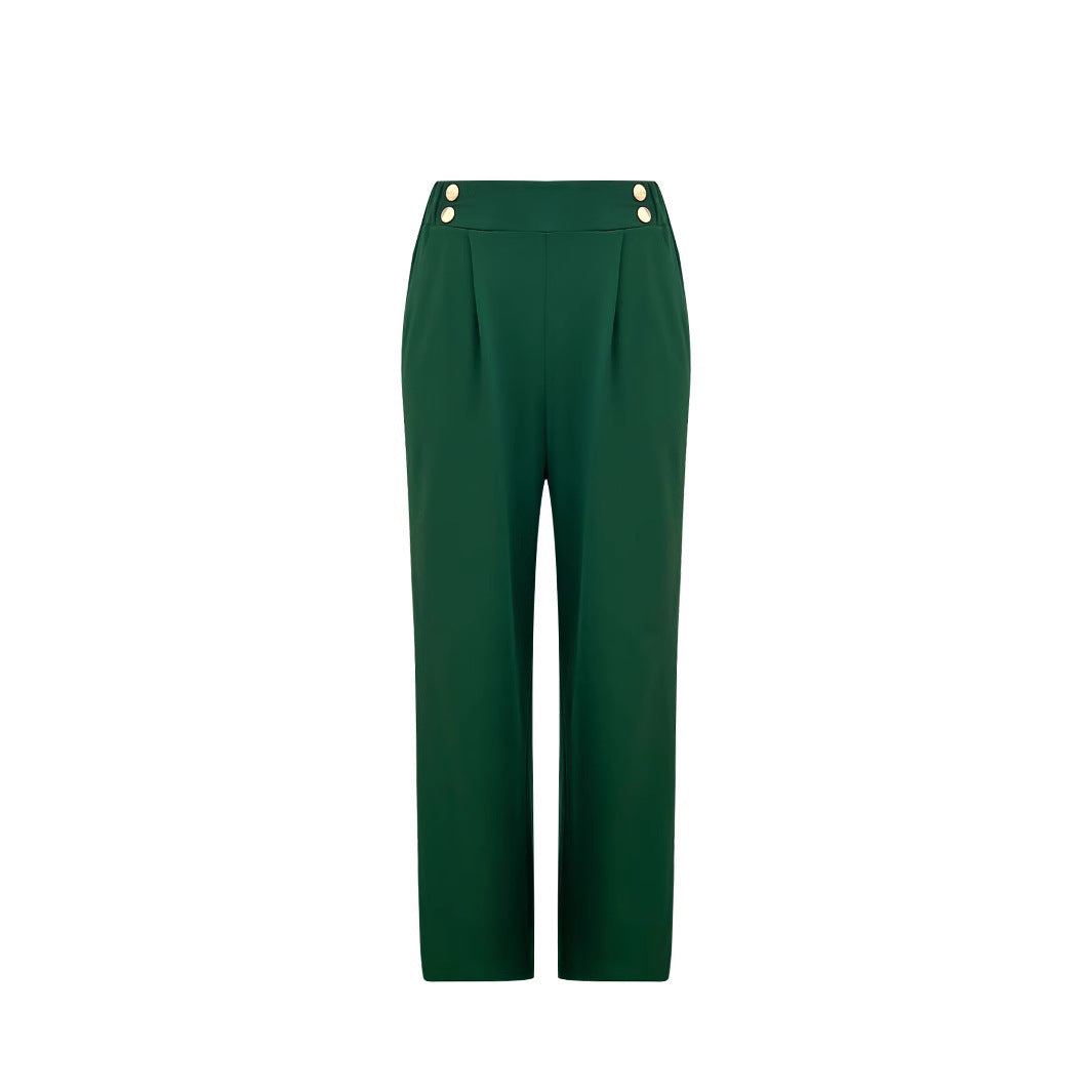 High-waisted flared pants for women with elegant button details Lune London