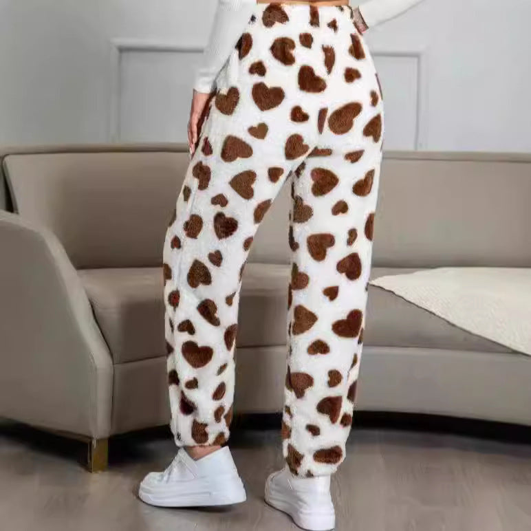 Soft leisure pants for women with a unique cow pattern Lune London