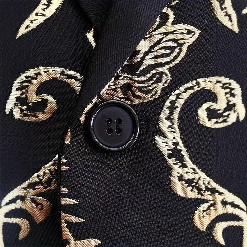 Veste de smoking extravagante pour homme avec motif jacquard floral Lune London
