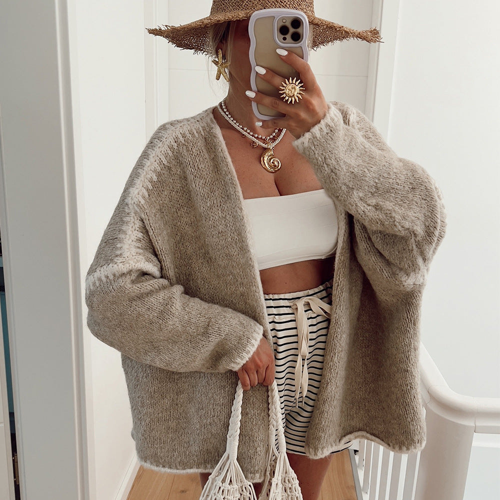 Casual knit cardigan for women with attractive contrast details Lune London