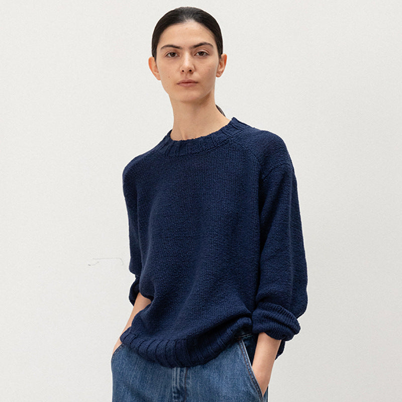 Pull en tricot décontracté pour femmes avec coupe ample et ourlet élastique