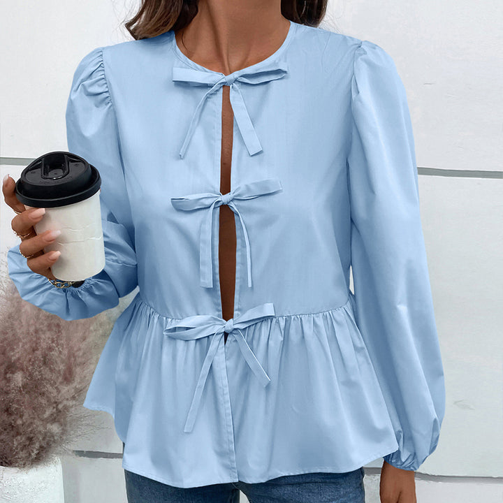 Women’s blouse with leopard print and ruffle details Lune London