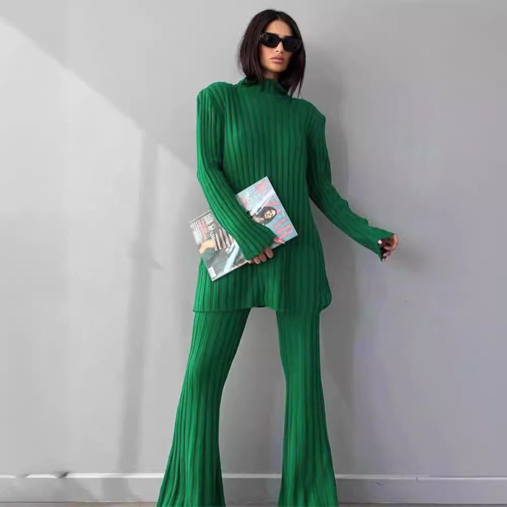 Women Elegant Knitted Set with Rib Structure Lune London