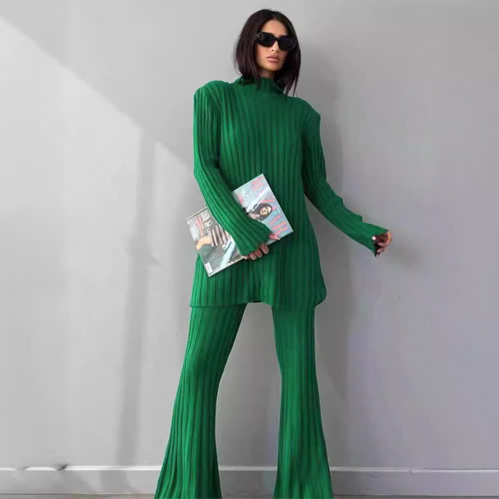 Women Elegant Knitted Set with Rib Structure Lune London