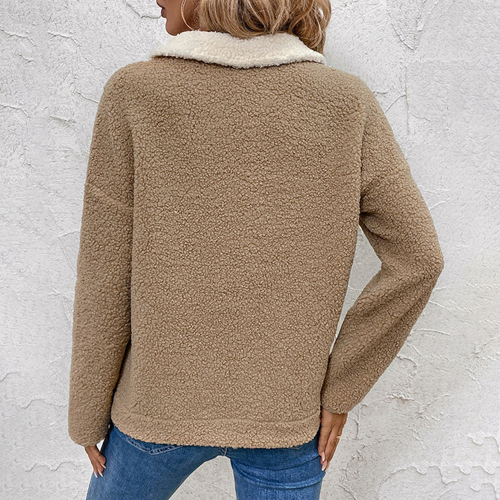 Fleece pullover for women with half-zip and pockets Lune London