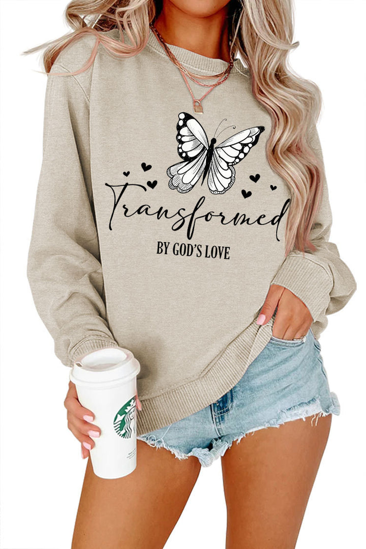 Sweatshirt pour femmes avec motif de papillon artistique et slogan inspirant Chic & Stil