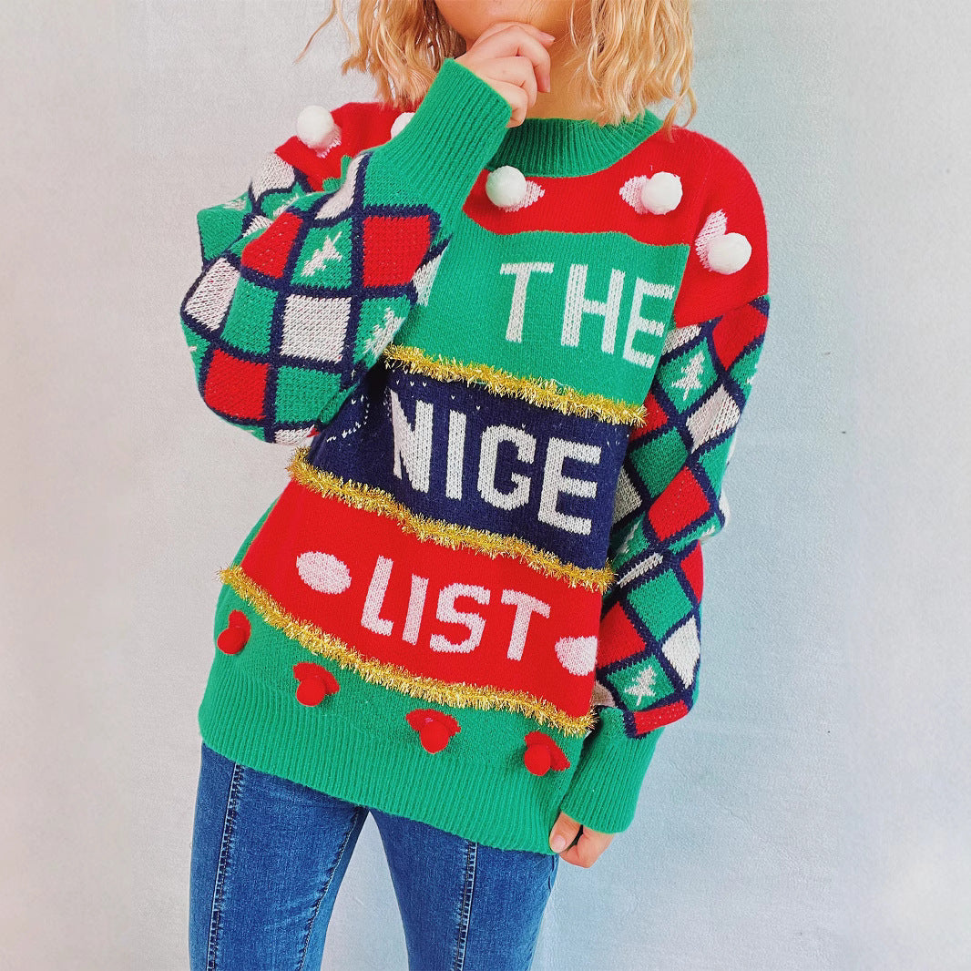 Christmas sweater for women with three-dimensional patterns and sparkling accents Lune London