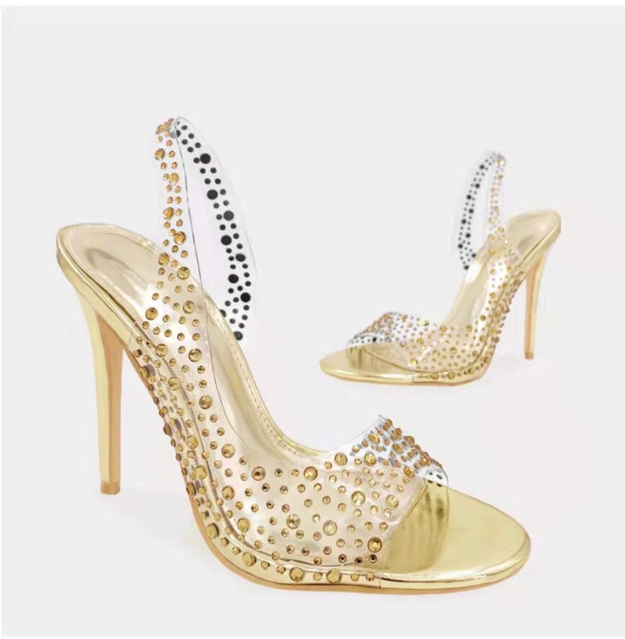Ladies Glamour High Heel Sandals with Chic Rhinestone Embellishments
