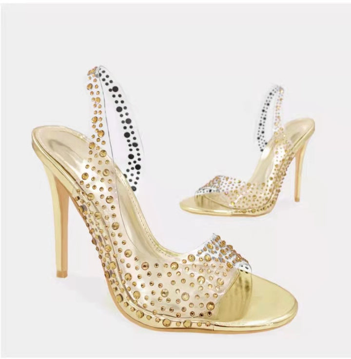 Ladies Glamour High Heel Sandals with Chic Rhinestone Embellishments