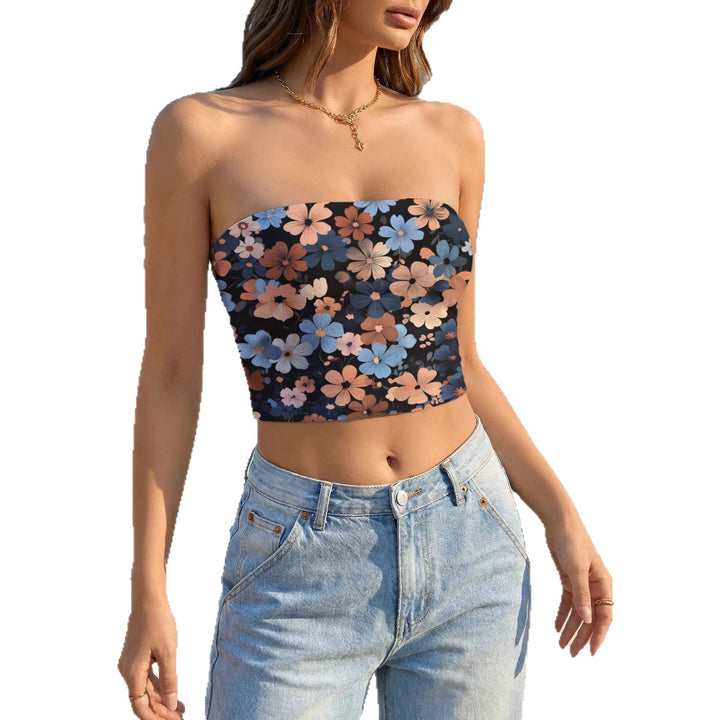 Women's bandeau top with playful dinosaur motif and elastic fit Lune London