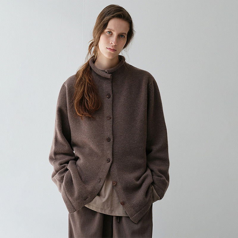 Veste en laine chaude pour femmes avec col montant Chic & Stil