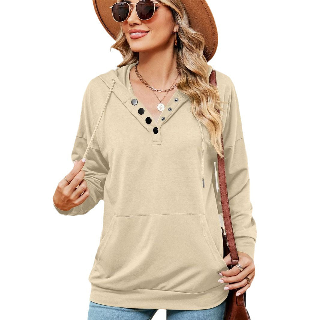 Hooded sweatshirt for women with trendy button details Lune London