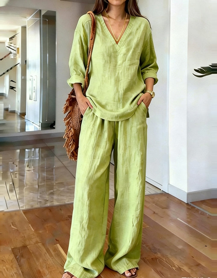 Women's Comfortable Linen Pants with Casual Cut and Practical Pockets Lune London