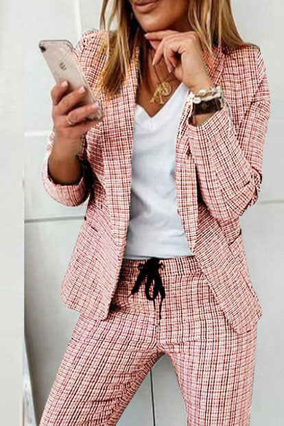 Lune London | Check Blazer Coat & Drawstring Trousers Set