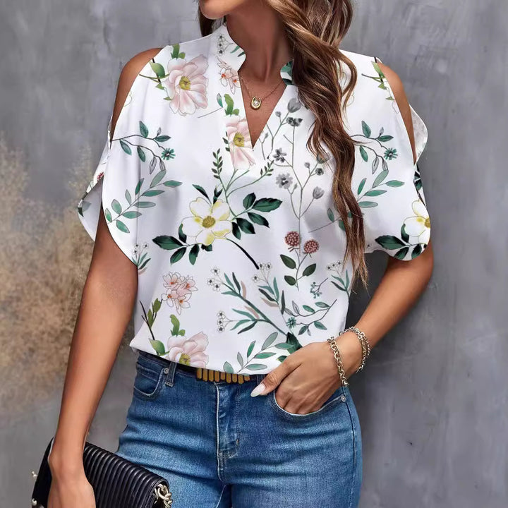 Women's blouse with cold shoulder and floral print Lune London