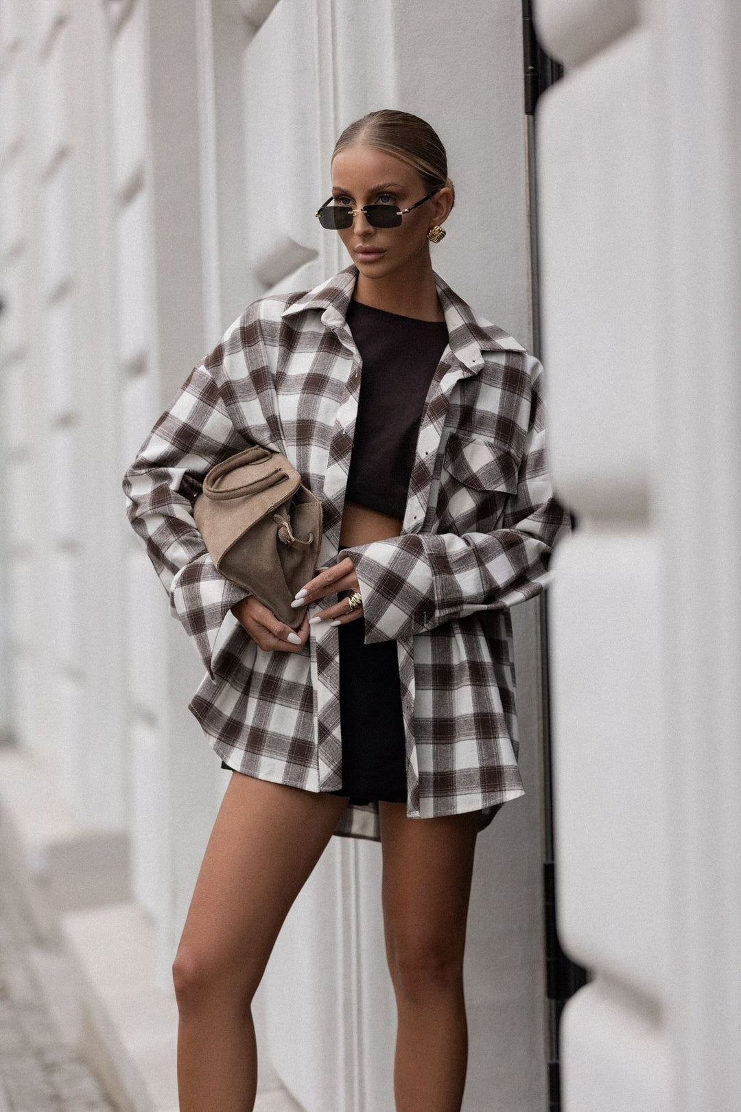 Plaid overshirt jacket for women in high-quality cotton blend with a relaxed fit Lune London