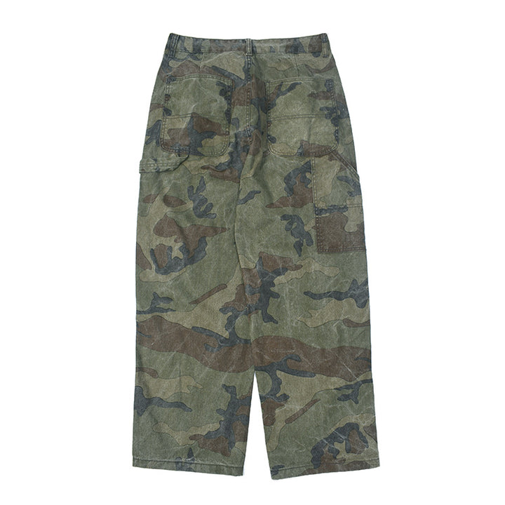 Cargo pants for women with multifunctional pockets and modern camouflage design Lune London