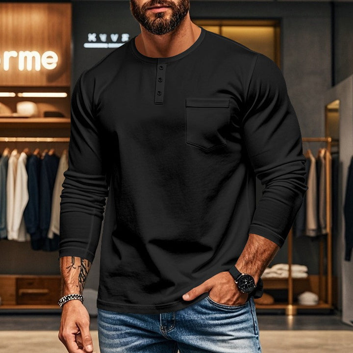 Long sleeve shirt for men with button placket and chest pocket Lune London