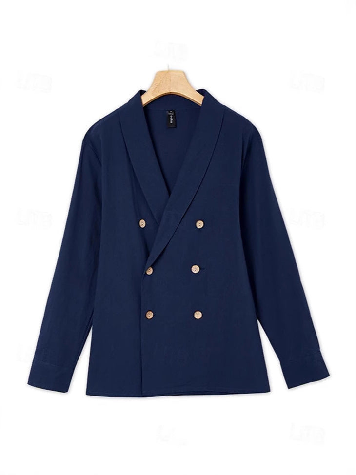 Elegant linen jacket for men with double-breasted buttons Lune London