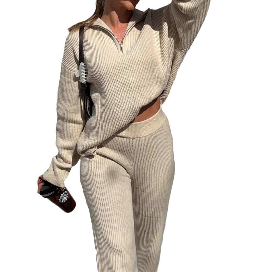 Women High-Quality Knit Sweater with High Neck and Zipper Lune London