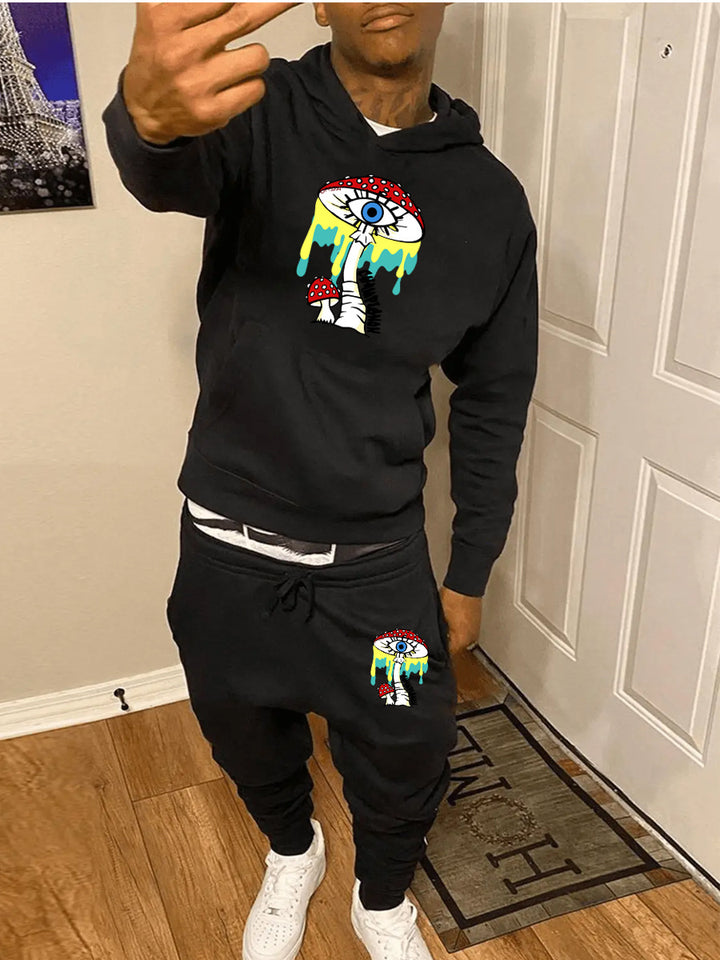 Hoodie and jogger set for women with artistic mushroom design Lune London