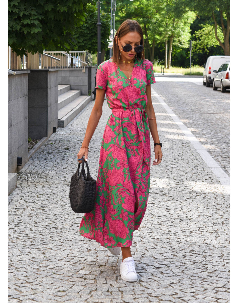 Lune London Bohemian Floral Wrapped Maxi Dress for Women