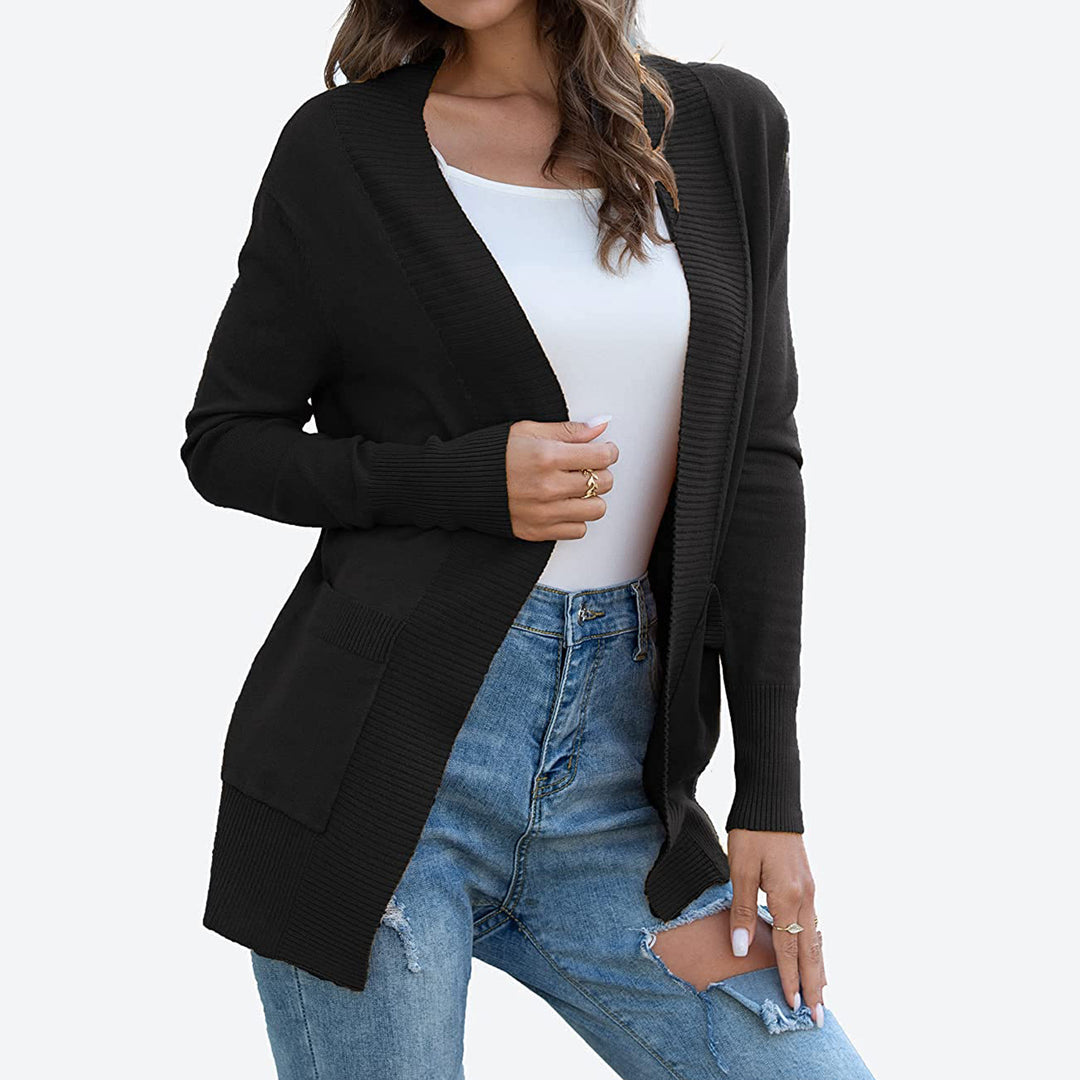 Knitted jacket for women with open sides and practical pockets Lune London