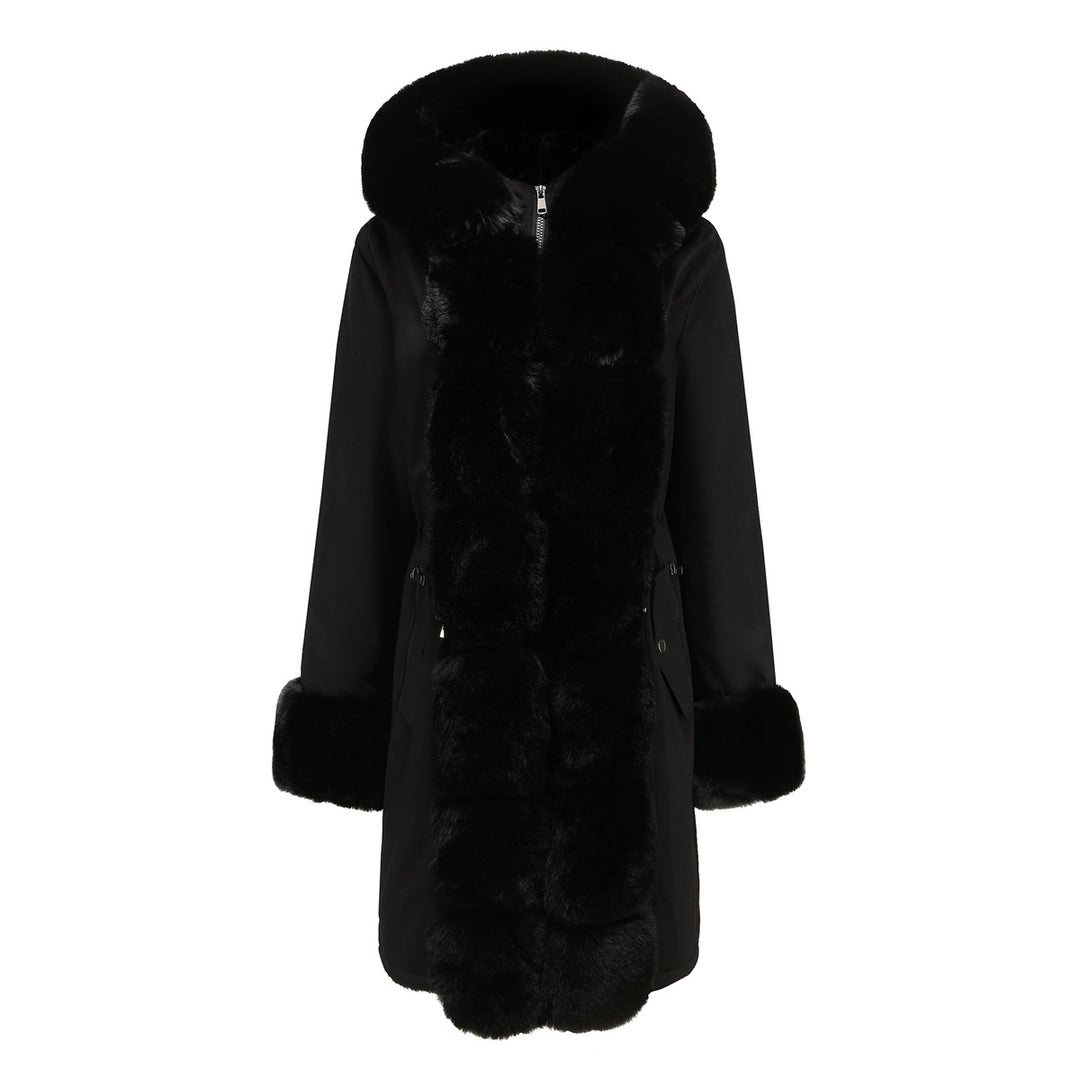Women's Fashion Long Coat with Faux Fur Trim Lune London