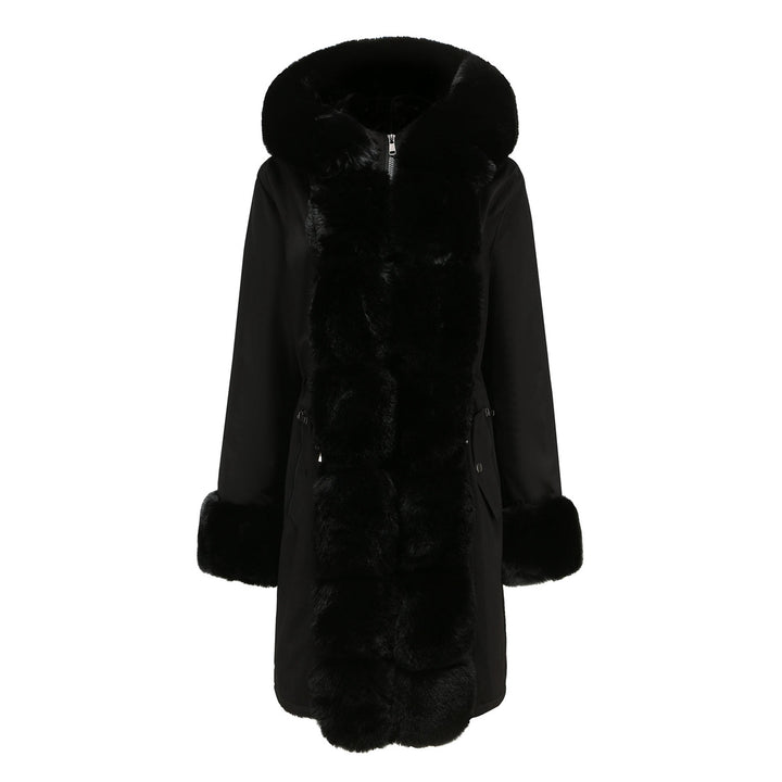Women's Fashion Long Coat with Faux Fur Trim Lune London