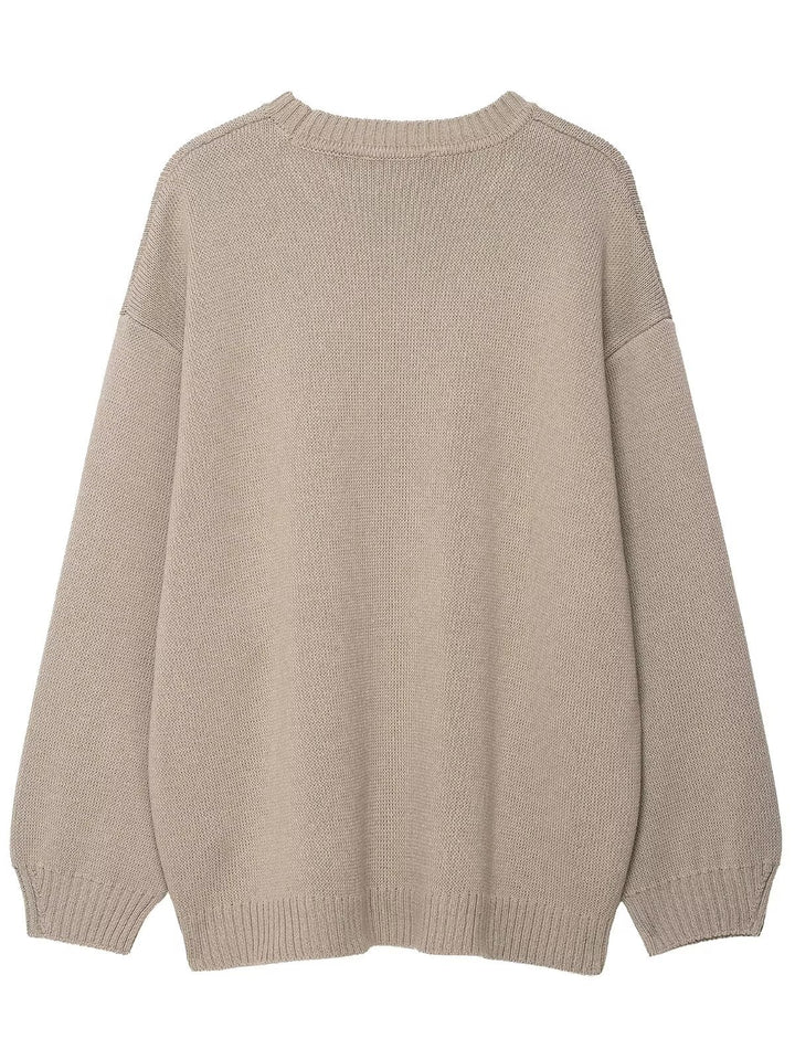 Casual knitted sweater for women with dropped shoulders and wide hem Lune London