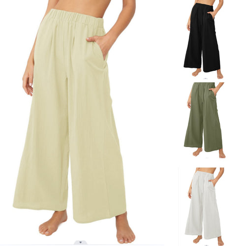 Summer pants for women, loose-fitting, with elastic waist and practical side pockets Chic and Style