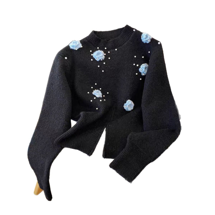 Pull Femme avec design floral texturé et ornements en perles Chic & Stil