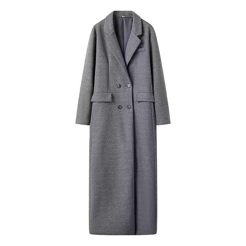 Elegant wool coat for women with long sleeves, double-breasted and high pockets Lune London