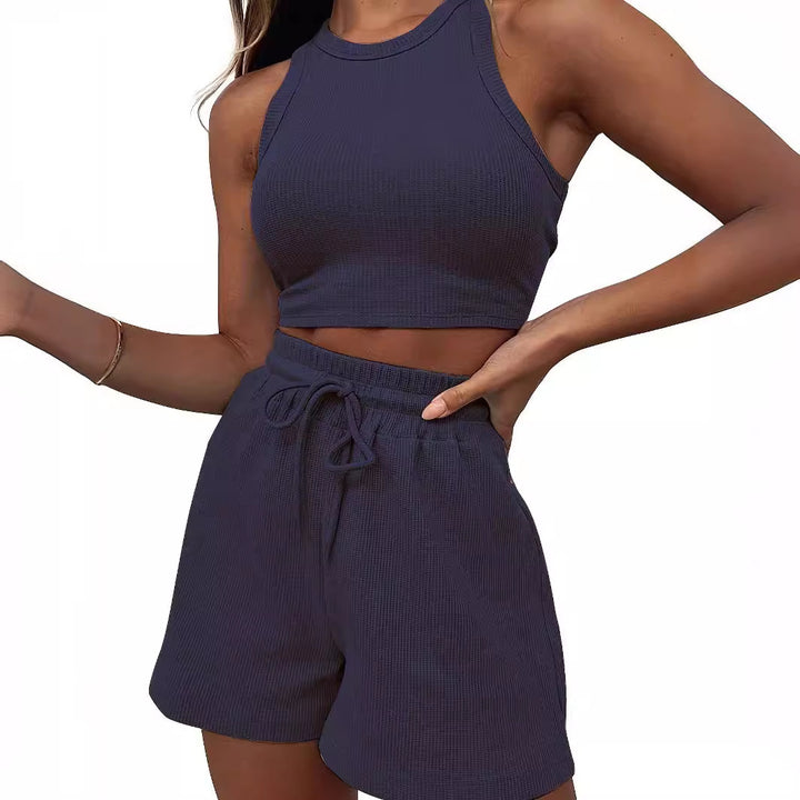 Tenue courte sportive à deux pièces pour femmes avec structure côtelée Lune London